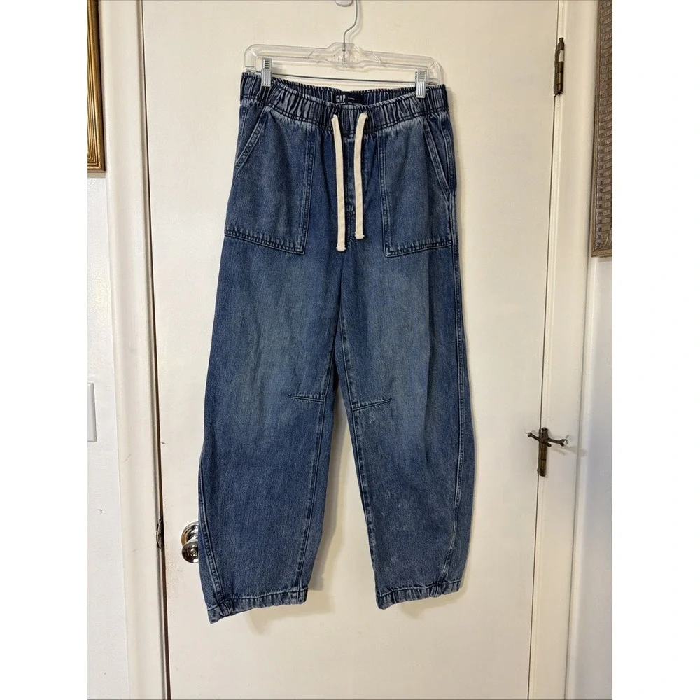 GAP Pull-On Barrel Jeans Size Small Long Pockets Boho - Picture 2 of 8